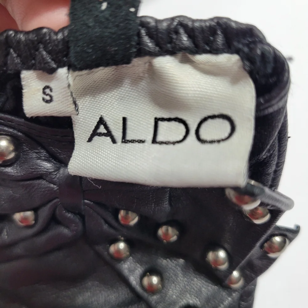 Aldo Black Studded Short Leather Gloves